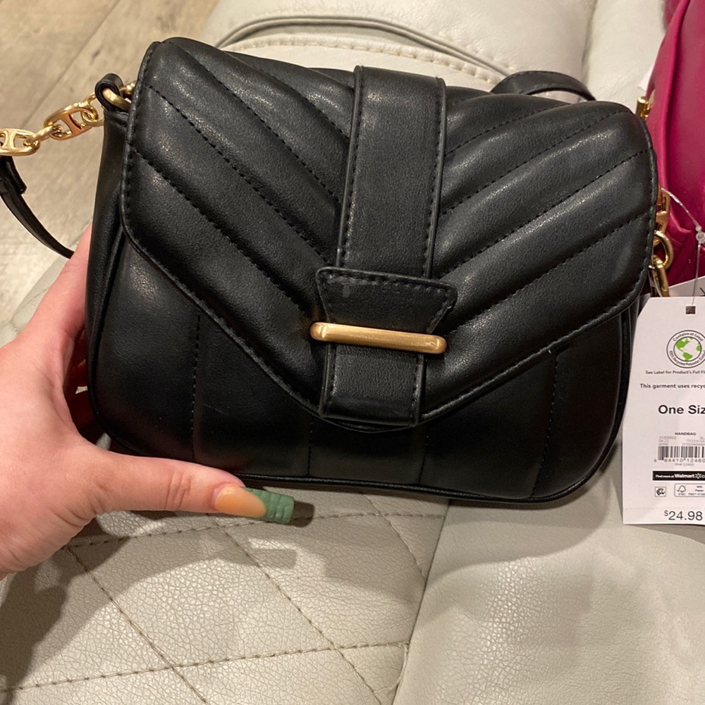 Brand New black faux leather & gold hardware